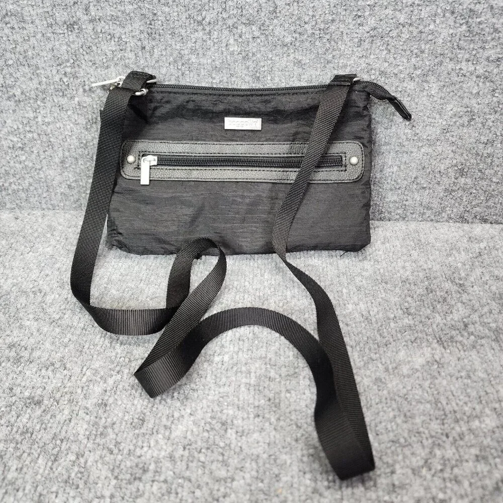 Baggallini Black Nylon Crossbody Zipper Front Pocket Handbag Bag Purse Organizer